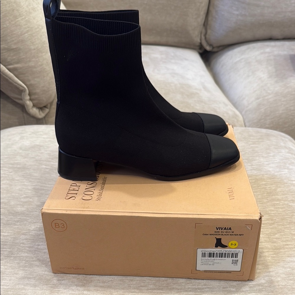 VIVAIA Black Ankle Boots for Women 40.5